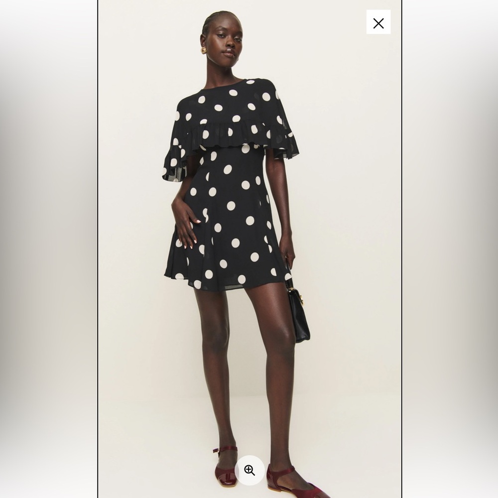 Reformation Zelena Dress in Moon Dot
